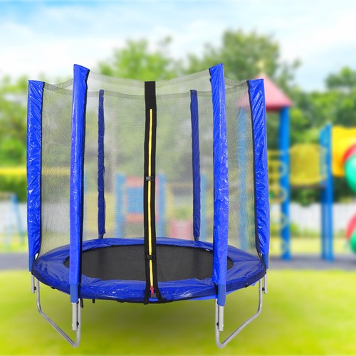 Jumping round trampoline - jumping,
