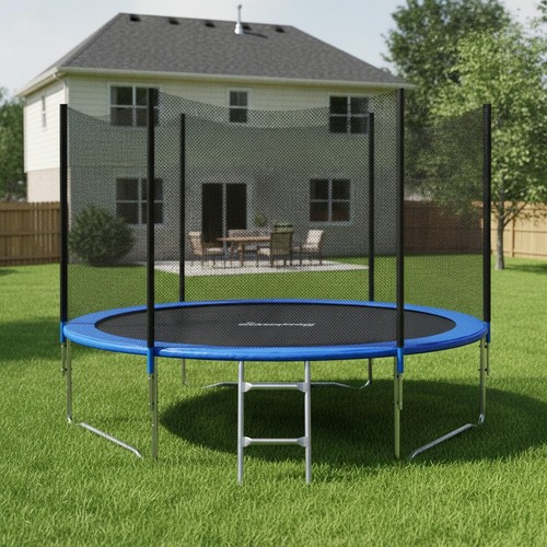 10ft blue round trampoline - blue, set