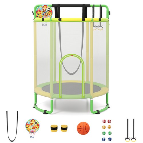 Kids jumping trampoline with - kids,